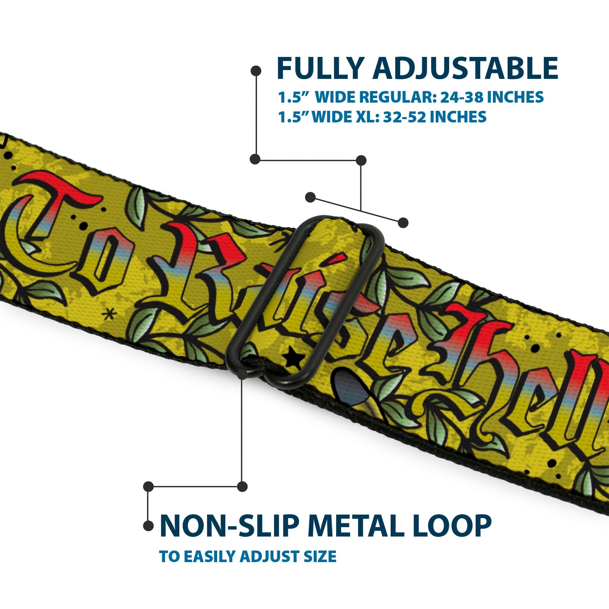 BD Wings Logo CLOSE - UP Full Color Black Silver Seatbelt Belt - Born to Raise Hell Yellow Webbing - Seatbelt Belts - Buckle - Down