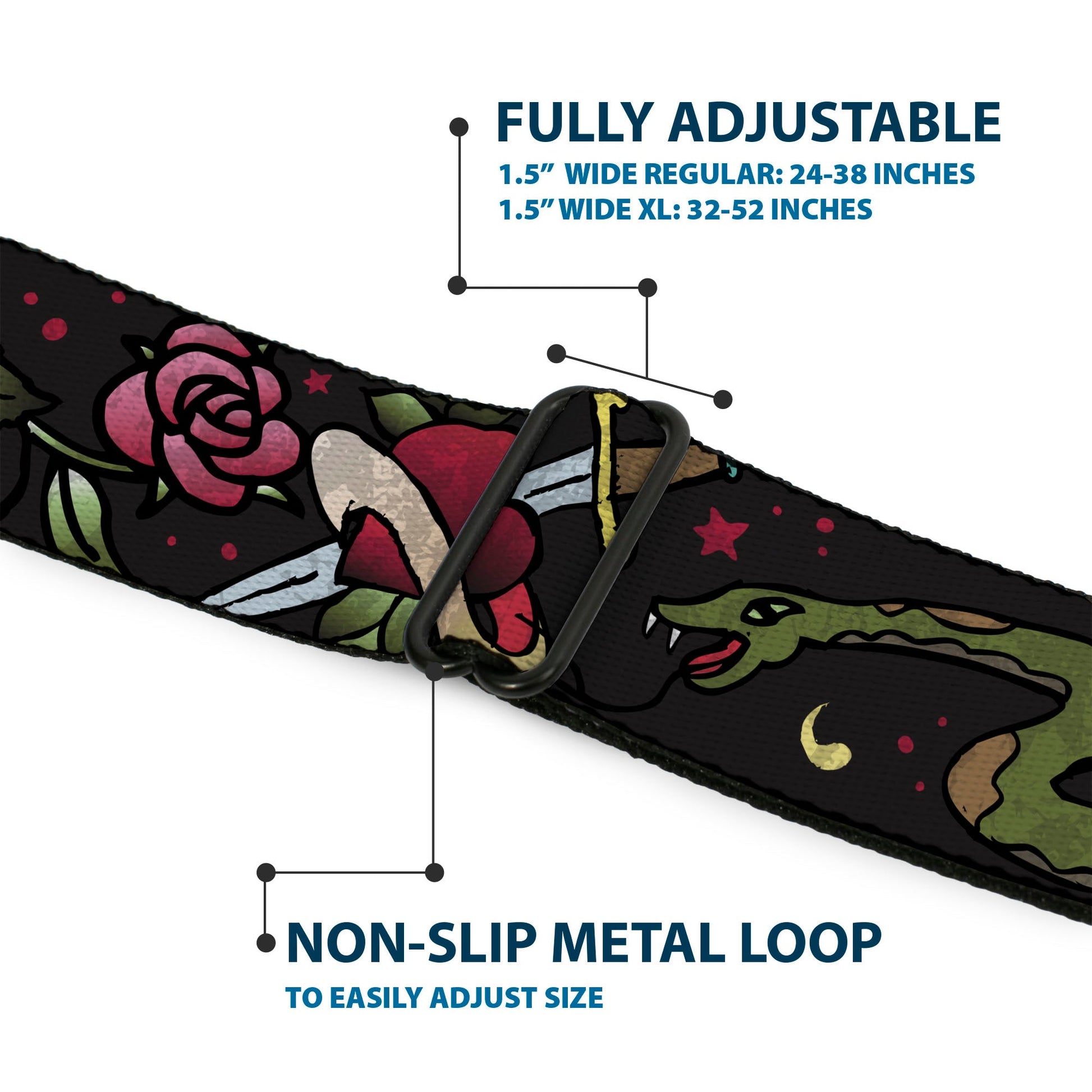 BD Wings Logo CLOSE - UP Full Color Black Silver Seatbelt Belt - Live Hard Die Young CLOSE - UP Black Webbing - Seatbelt Belts - Buckle - Down