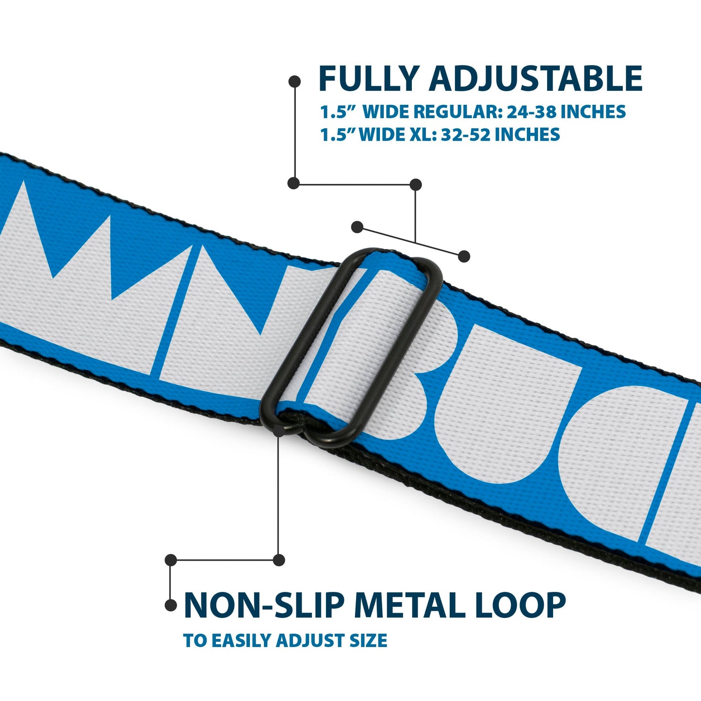 BD Wings Logo CLOSE - UP Full Color Black Silver Seatbelt Belt - BUCKLE - DOWN Shapes Turquoise/White Webbing - Seatbelt Belts - Buckle - Down