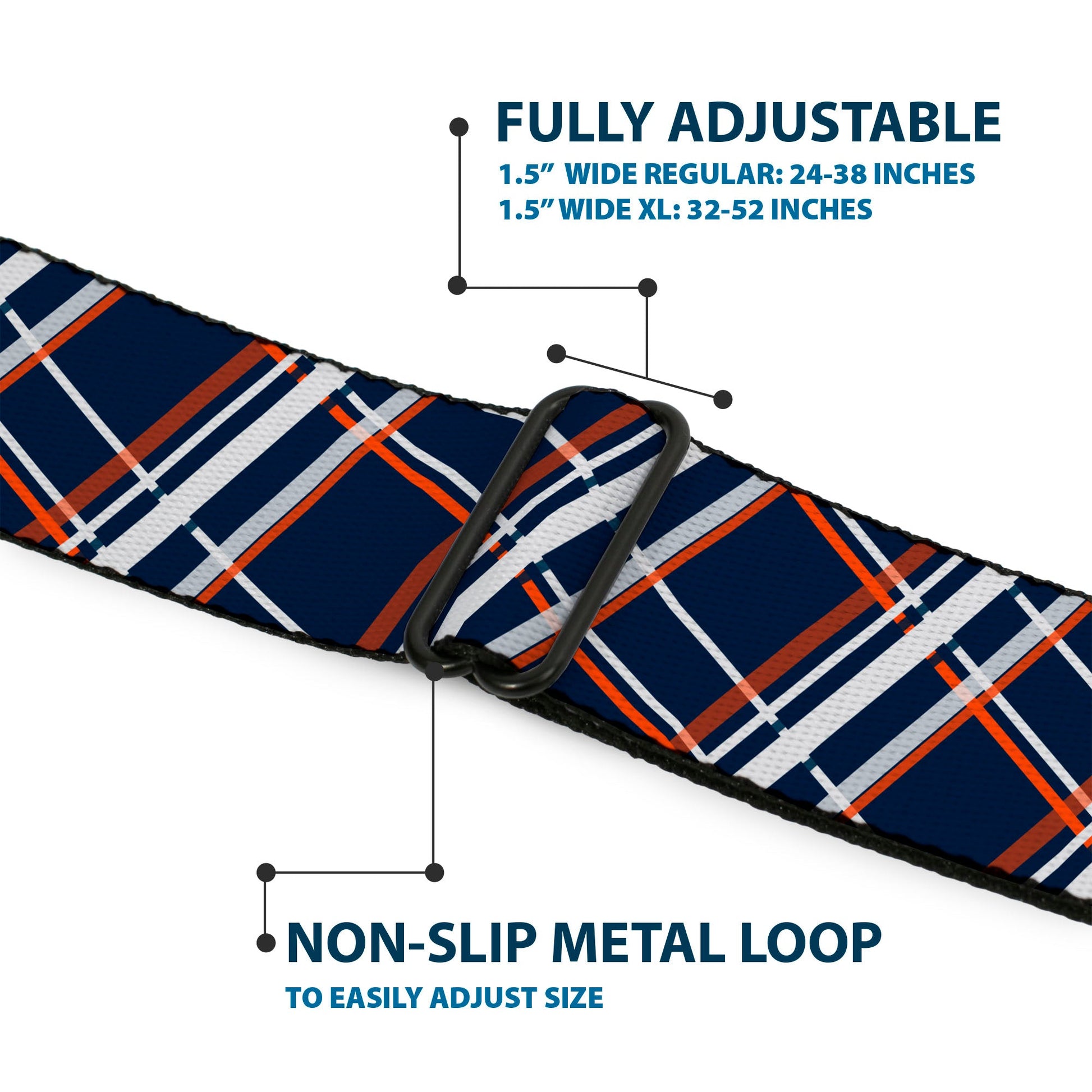 BD Wings Logo CLOSE - UP Full Color Black Silver Seatbelt Belt - Plaid X2 Navy/White/Orange Webbing - Seatbelt Belts - Buckle - Down