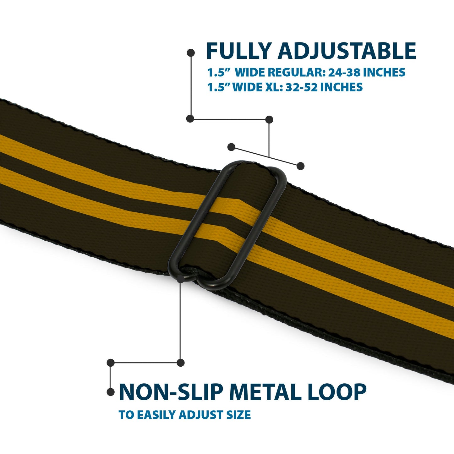 BD Wings Logo CLOSE - UP Full Color Black Silver Seatbelt Belt - Stripe Black/Gold Webbing - Seatbelt Belts - Buckle - Down