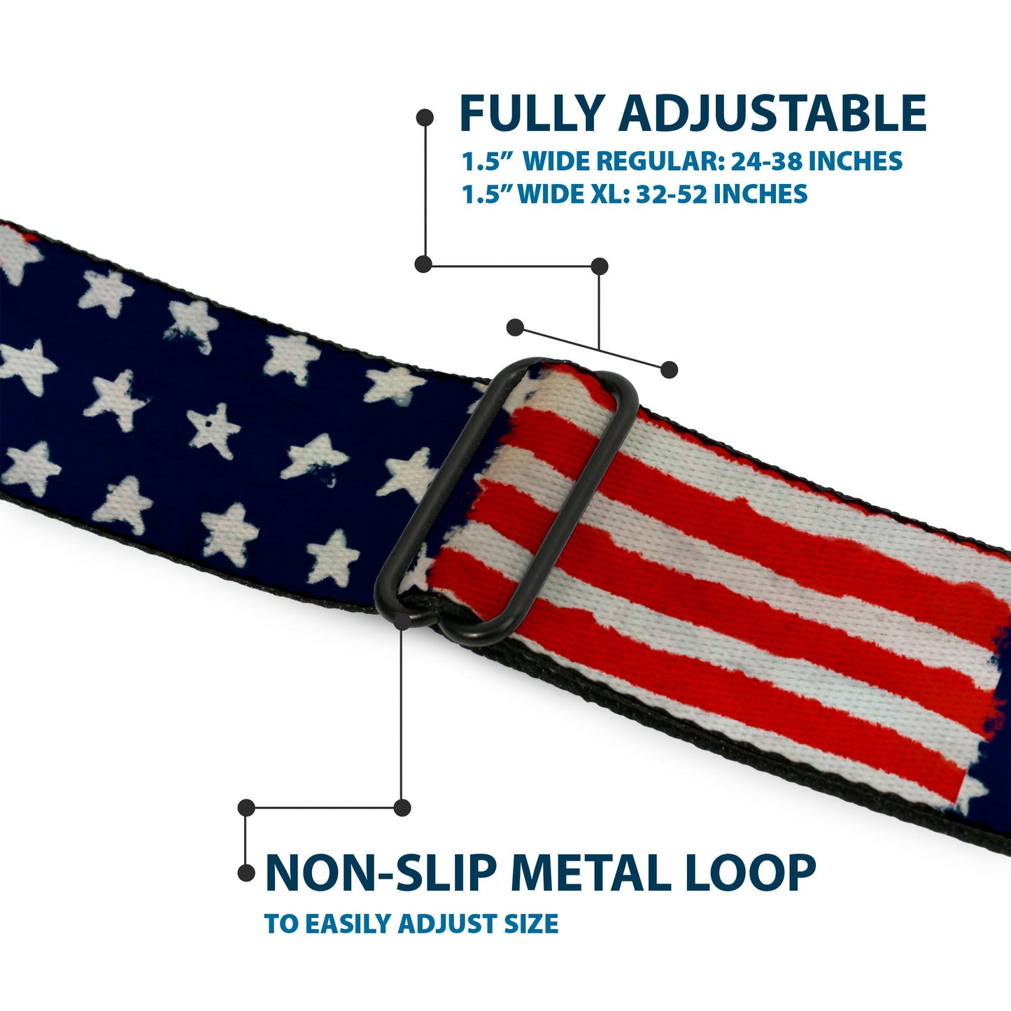 BD Wings Logo CLOSE - UP Full Color Black Silver Seatbelt Belt - Stars & Stripes Painting Webbing - Seatbelt Belts - Buckle - Down