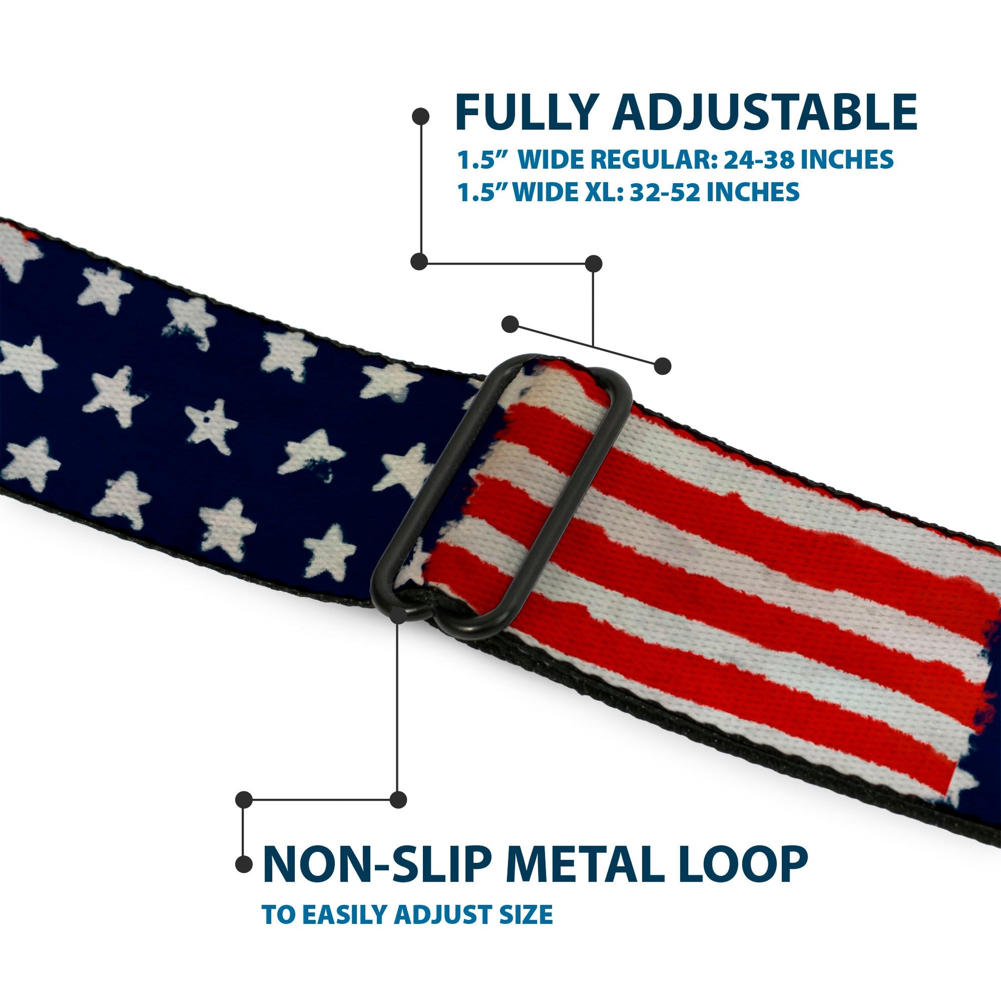 BD Wings Logo CLOSE - UP Full Color Black Silver Seatbelt Belt - Stars & Stripes Painting Webbing - Seatbelt Belts - Buckle - Down