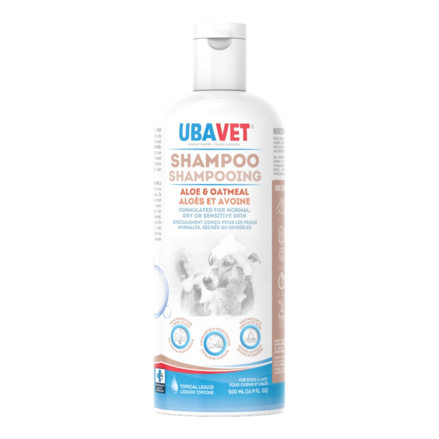 UBAVET Aloe & Oatmeal Shampoo for Dogs & Cats – Gentle Hydrating Formula – (16.9 fl oz / 500ml) - Purrfect Pet Kingdom