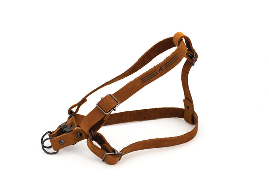 Sport Style Leather Step In Harness - Dog Harnesses - Euro - Dog Collars and Leads - L 1" Wide 18" - 32" - Earth Brown - sku - 43919050703044