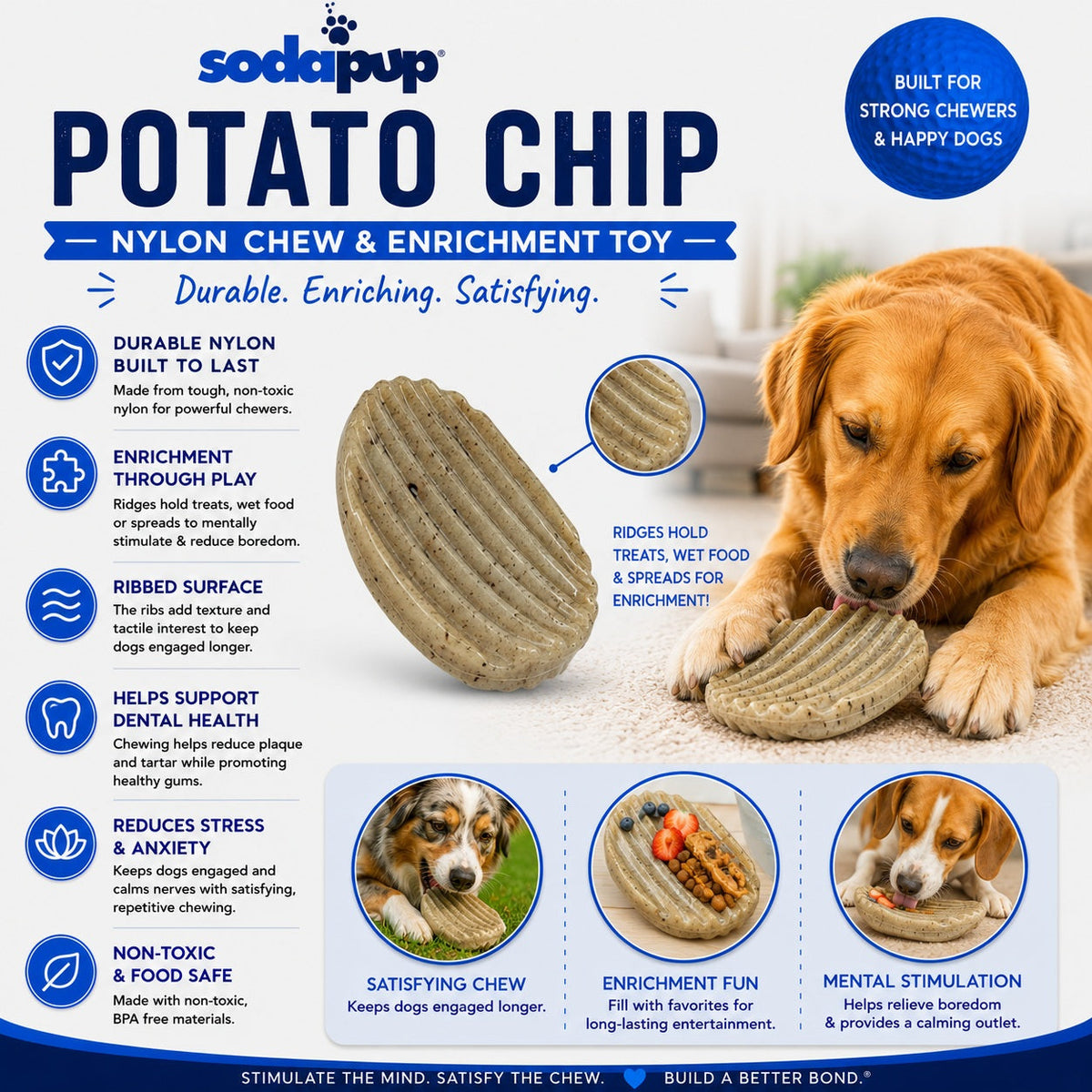 Potato Chip Nylon Chew Enrichment Toy 2 In 1 For Aggressive - close up view