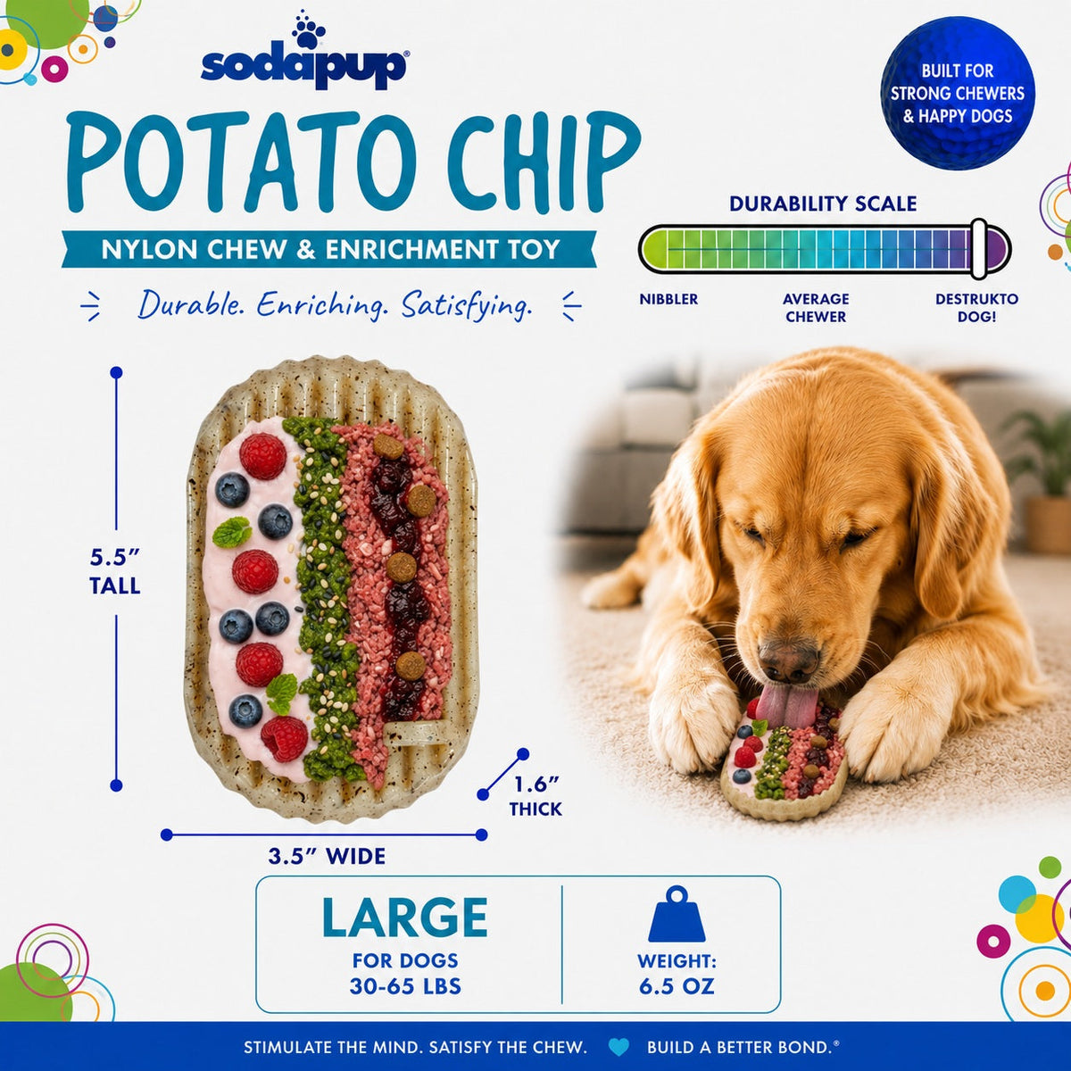 Potato Chip Nylon Chew Enrichment Toy 2 In 1 For Aggressive - gallery image 5