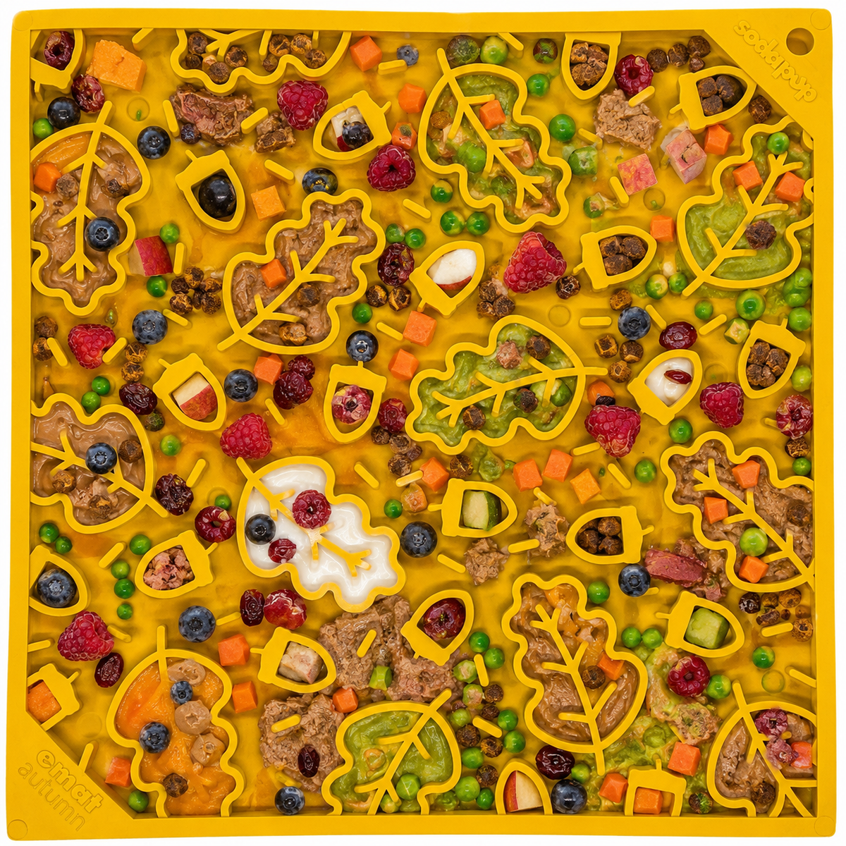 Autumn eMat - Enrichment Lick Mat For Dogs and Cats| Fall Leaves Design | SodaPup - detail view | Lick Mats at Purrfect Pet