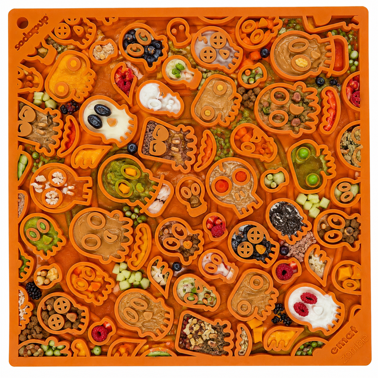 Zombie Emat Enrichment Lick Mat For Dogs And Cats Halloween - detail view