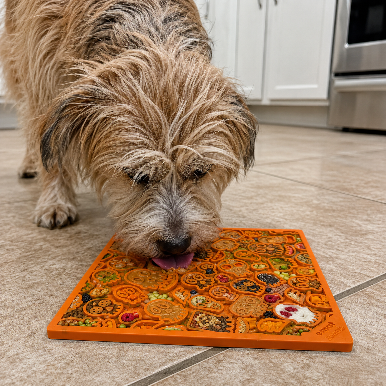 Zombie Emat Enrichment Lick Mat For Dogs And Cats Halloween - close up view