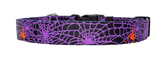 Spider Web Purple Dog Collar