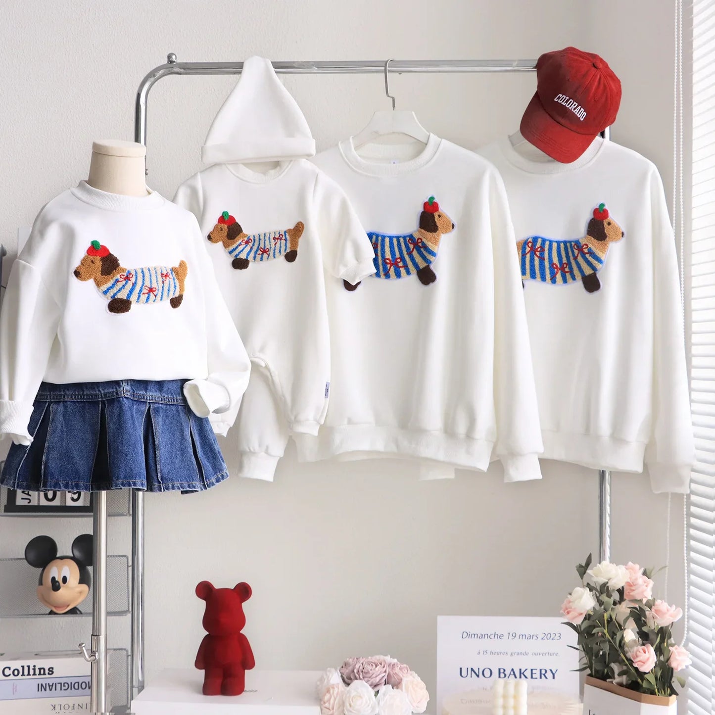 Family Funny Sweatshirt Cute Dog Print - Parent-Child Matching Clothes Father Mother Daughter Son - Purrfect Pet Kingdom