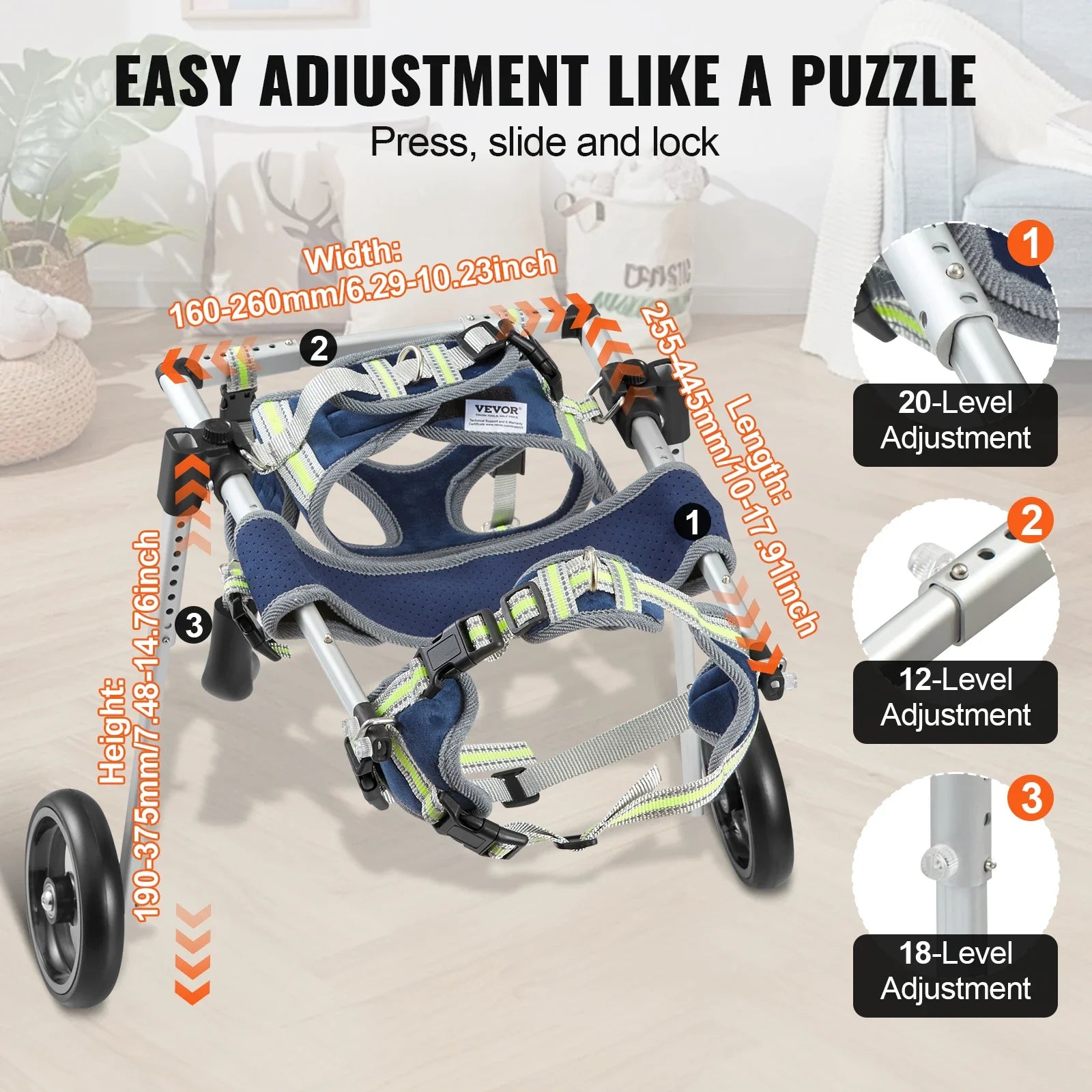 VEVOR Pet Freedom 2 - Wheel Dog Wheelchair - Equipment & Accessories - THRIXINE