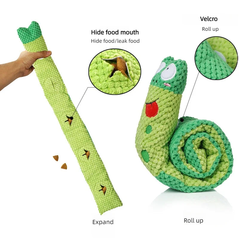 Dog Puzzle Feeder Plush Snail – Interactive Squeaky Chew Toy for Puppies & Dogs - WTN Essentials