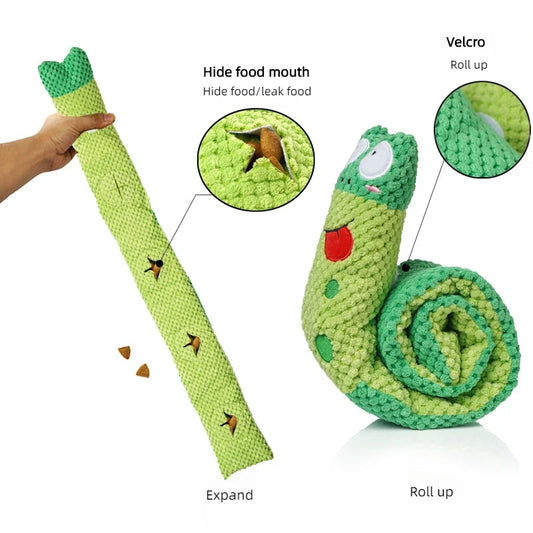 Dog Puzzle Feeder Plush Snail – Interactive Squeaky Chew Toy for Puppies & Dogs - WTN Essentials