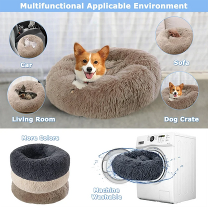 Super Soft Pet Cat Bed - Plush Donut Calm Bed Washable Sleeping Artifact