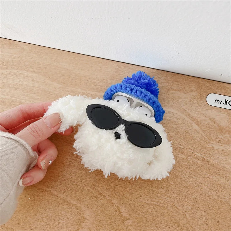 Cute Fur Sunglasses Dog Cover For Airpods Pro 2 Case