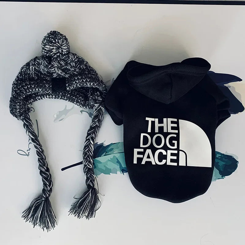 Dog Face Print Hoodie - Winter Jacket for Large Dogs