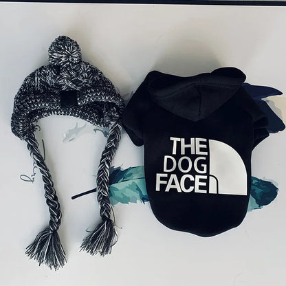 Dog Face Print Hoodie - Winter Jacket for Large Dogs