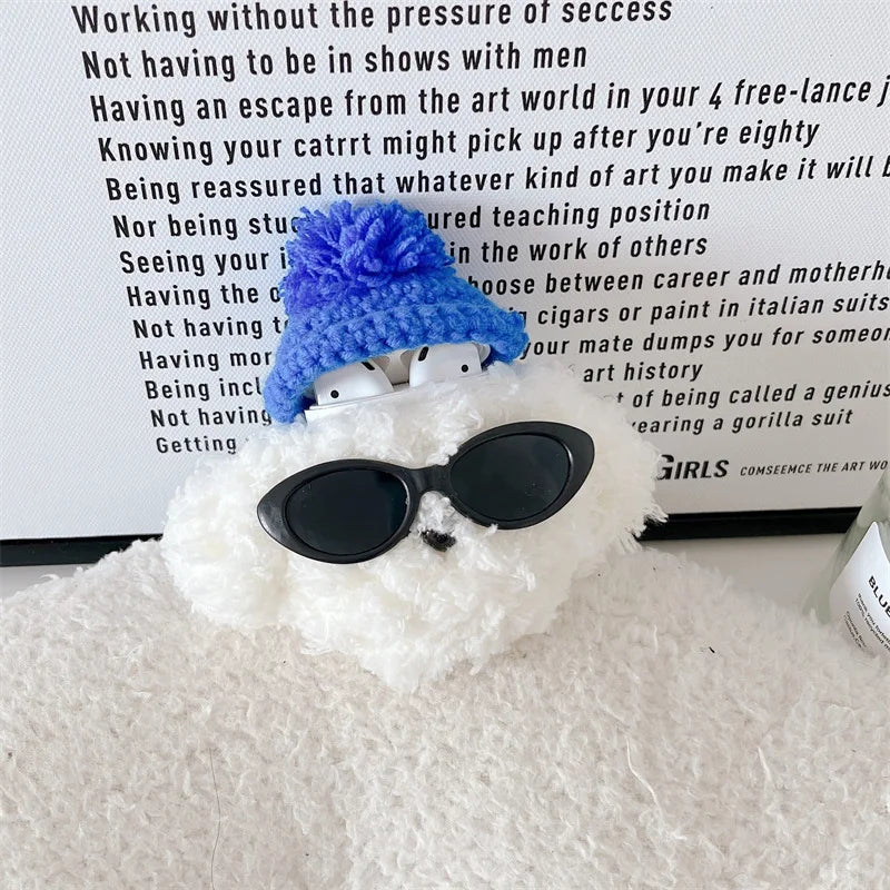 Cute Fur Sunglasses Dog Cover For Airpods Pro 2 Case
