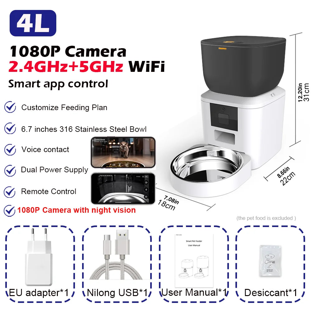 Cat Food Furpipi 8L Smart Automatic Feeders with 1080P HD - gallery product image for cat food