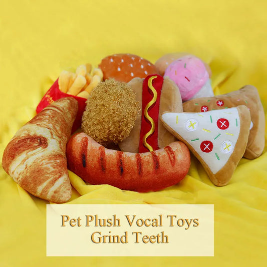 Plush Dog Toys – Squeaky Ice Cream, Fries & Hamburger Set - WTN Essentials