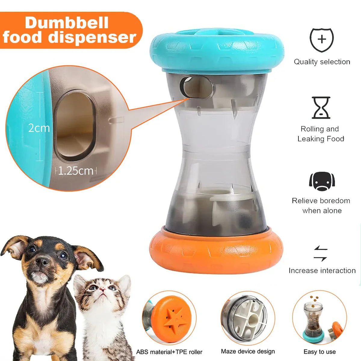 Interactive Dumbbell Treat Puzzle Toy for Dogs and Cats