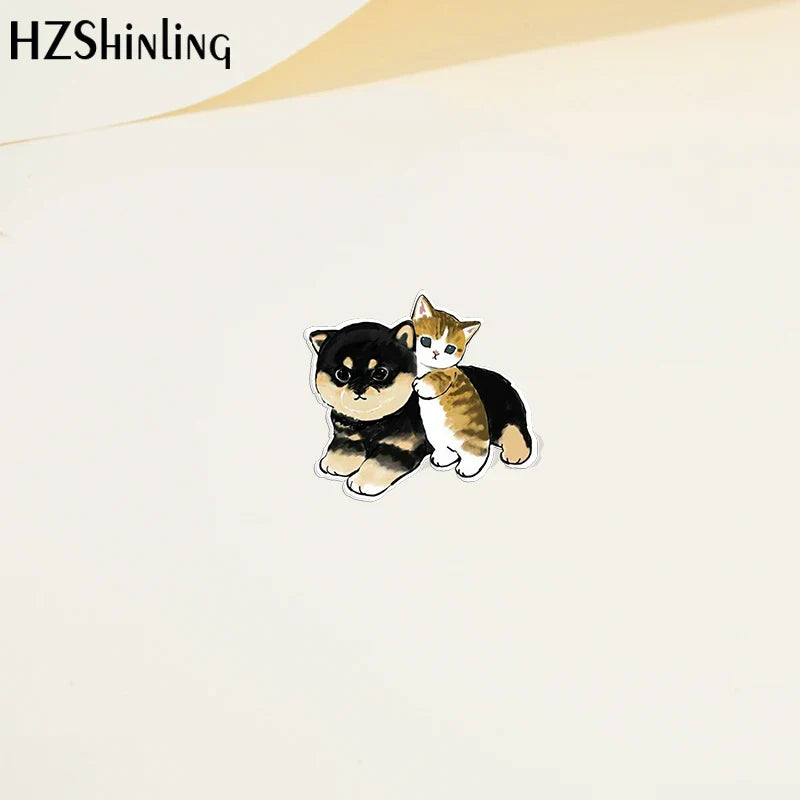 Cartoon Pet Acrylic Lapel Pin - Dogs & Cats - Purrfect Pet Kingdom