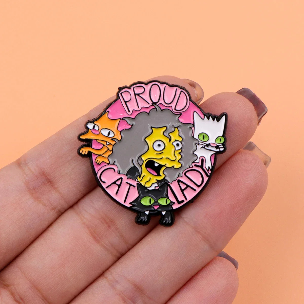 Cat Lady Enamel Pin - Cartoon Lapel Badge - Purrfect Pet Kingdom