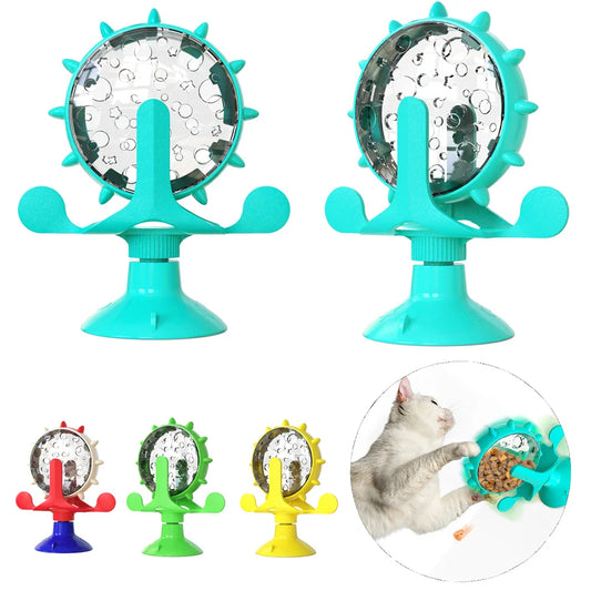 Ferris Wheel Suction Cup Toy - Slow Feeder with Bell for Small Dogs & Cats