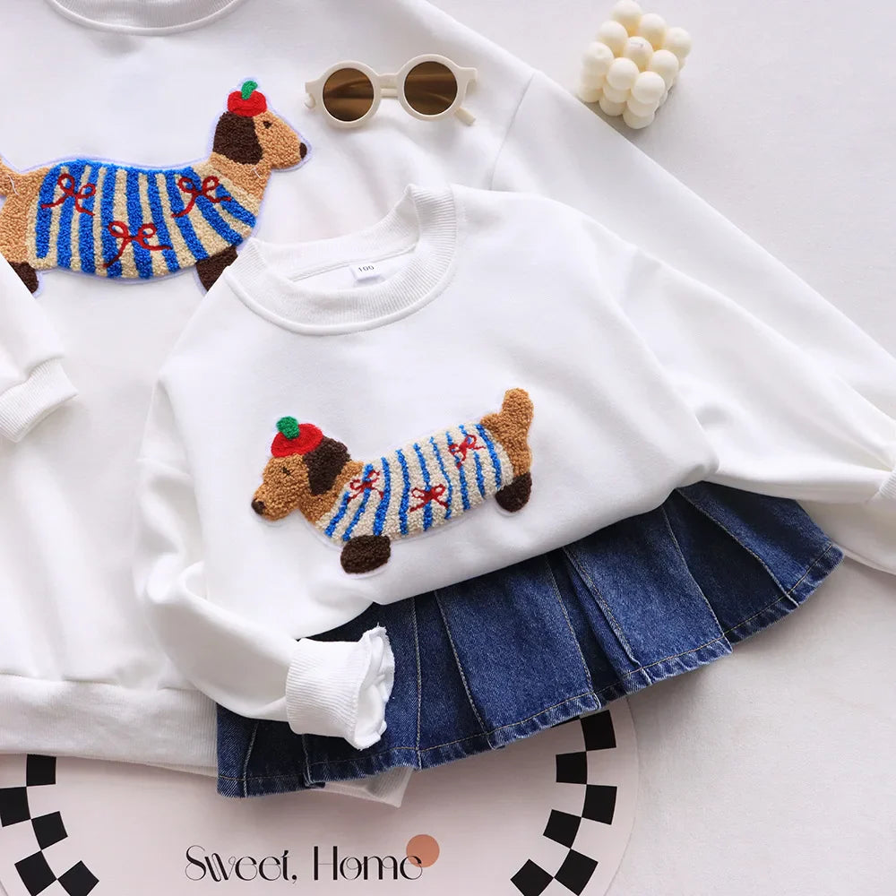 Family Funny Sweatshirt Cute Dog Print - Parent-Child Matching Clothes Father Mother Daughter Son - Purrfect Pet Kingdom