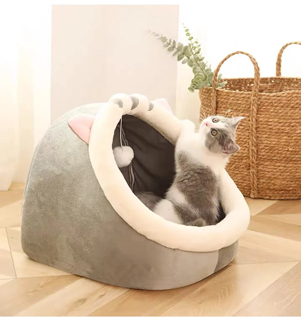 Deep Sleep Cat Bed - Warm Pet Basket Cozy House Kitten Lounger Cave
