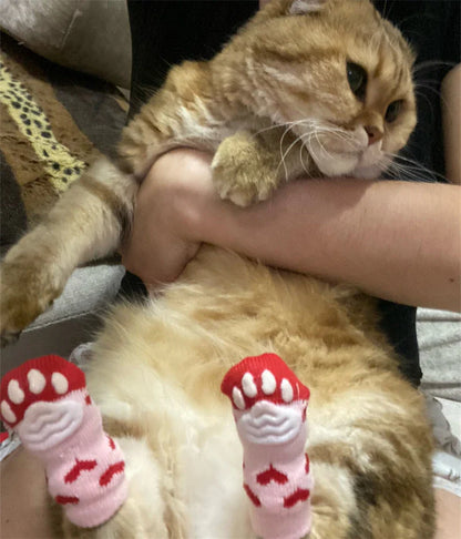Pet Knit Sock Slippers - 4-Piece Non-Slip Indoor Boots for Small Dogs & Cats