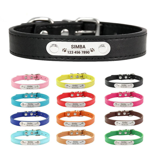 Personalized Dog Collar - Engraved ID Leather Collar