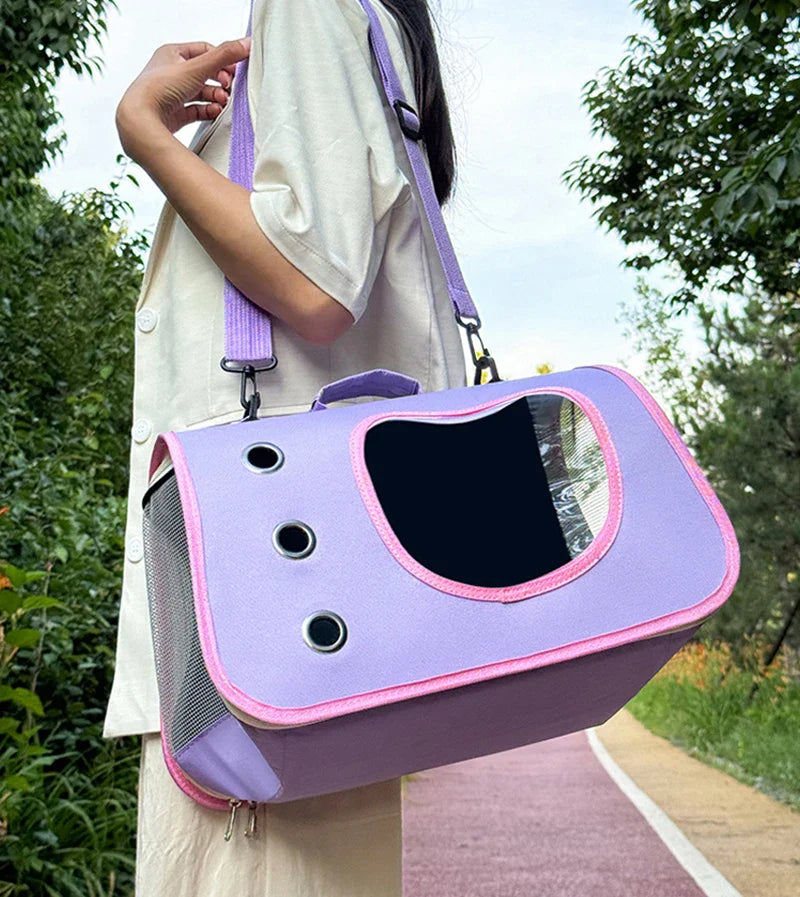 Portable Pet Carrier - Breathable Travel Comfort for Small Pets