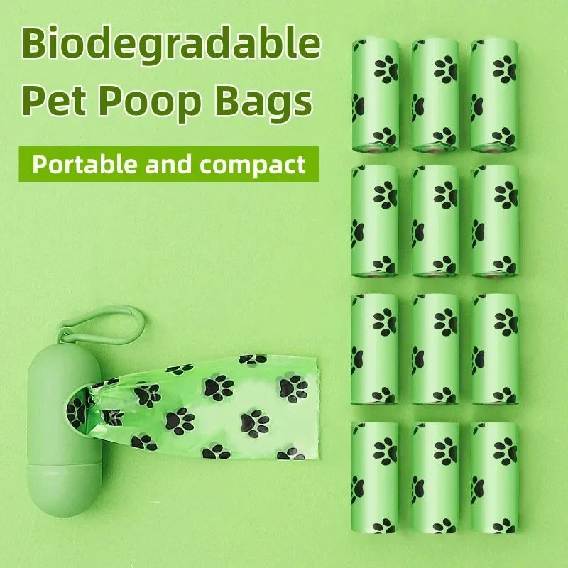 Biodegradable dog poop bags, large waste bag for dogs and cats, clean bag dispenser for outdoor home, pet supplies, 15 bags/roll - Purrfect Pet Kingdom
