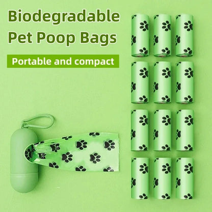Biodegradable dog poop bags, large waste bag for dogs and cats, clean bag dispenser for outdoor home, pet supplies, 15 bags/roll - Purrfect Pet Kingdom