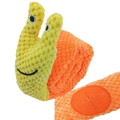 Interactive Plush Snail Puzzle Feeder Squeaky Dog Toy Gift