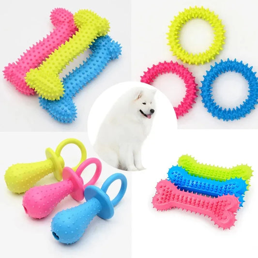 Rubber Dog Toy Bite-Resistant Teeth Cleaning Small Dogs 🦴