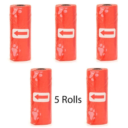 Pet Poop Bags Disposable Dog Perros Waste Bag Bulk Poop 5 Roll(75Pcs) Bags with Paw Prints Clean Pick Up Tools Pet Items - Purrfect Pet Kingdom