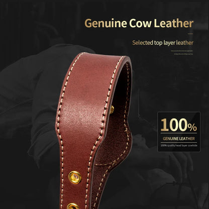 Premium Leather Dog Collar with AirTag Holder - Anti-Lost Pet Tracking
