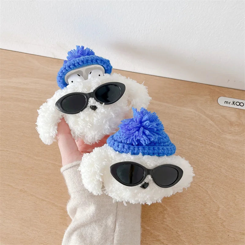 Cute Fur Sunglasses Dog Cover For Airpods Pro 2 Case