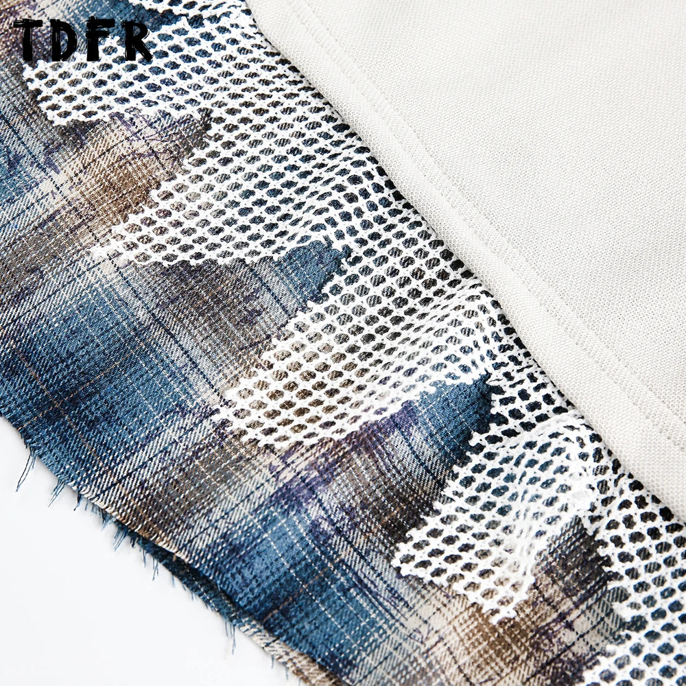 Dog Print Fake Two-Piece Men's Sweatshirt - Retro Patchwork Crew Neck - Purrfect Pet Kingdom