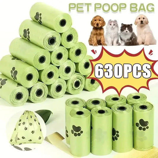 Biodegradable dog poop bags, large waste bag for dogs and cats, clean bag dispenser for outdoor home, pet supplies, 15 bags/roll - Purrfect Pet Kingdom