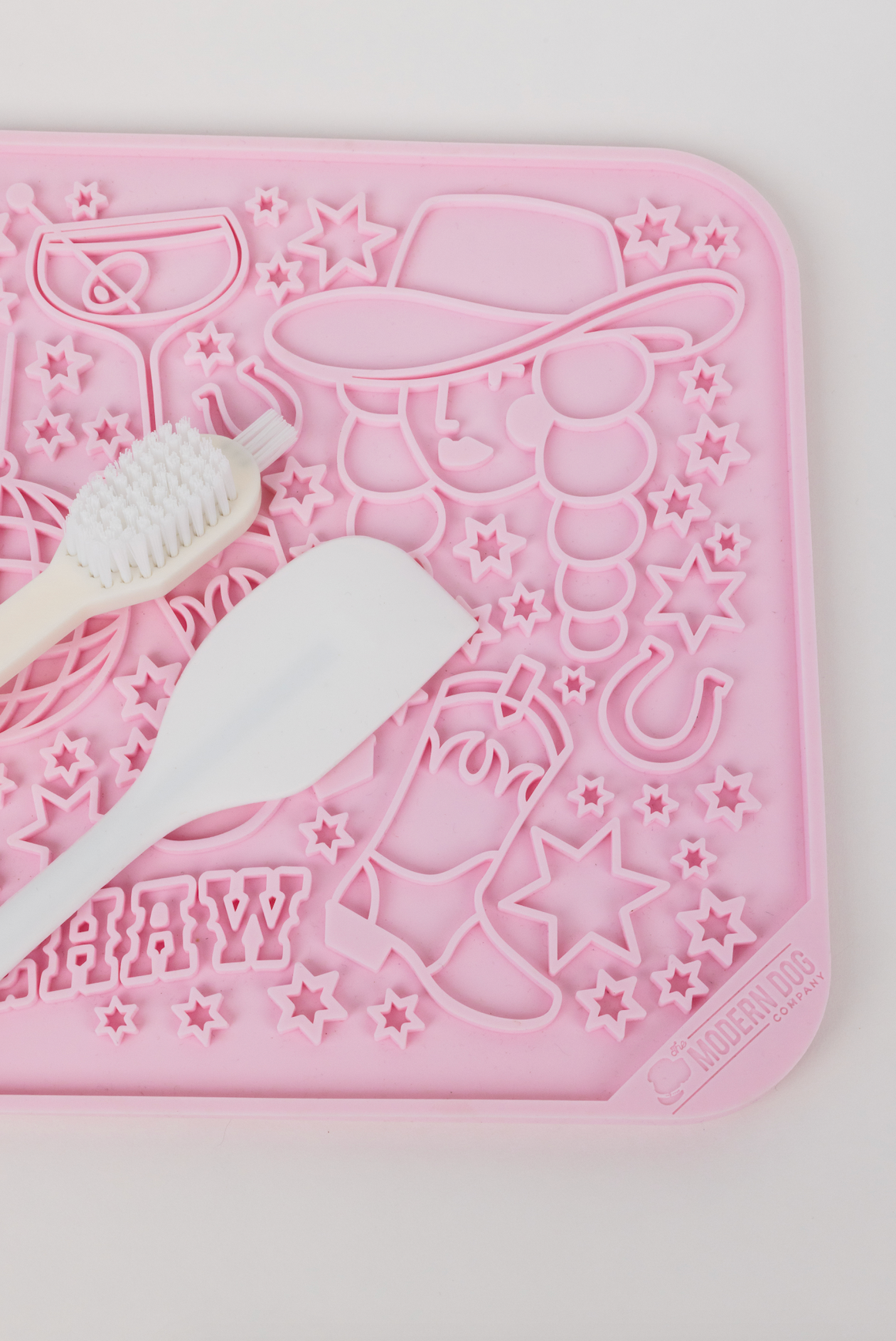 Dog Bed Lick Mat Disco Cowgirl Slow Feeder Enrichment Mat - close up product image for dog bed