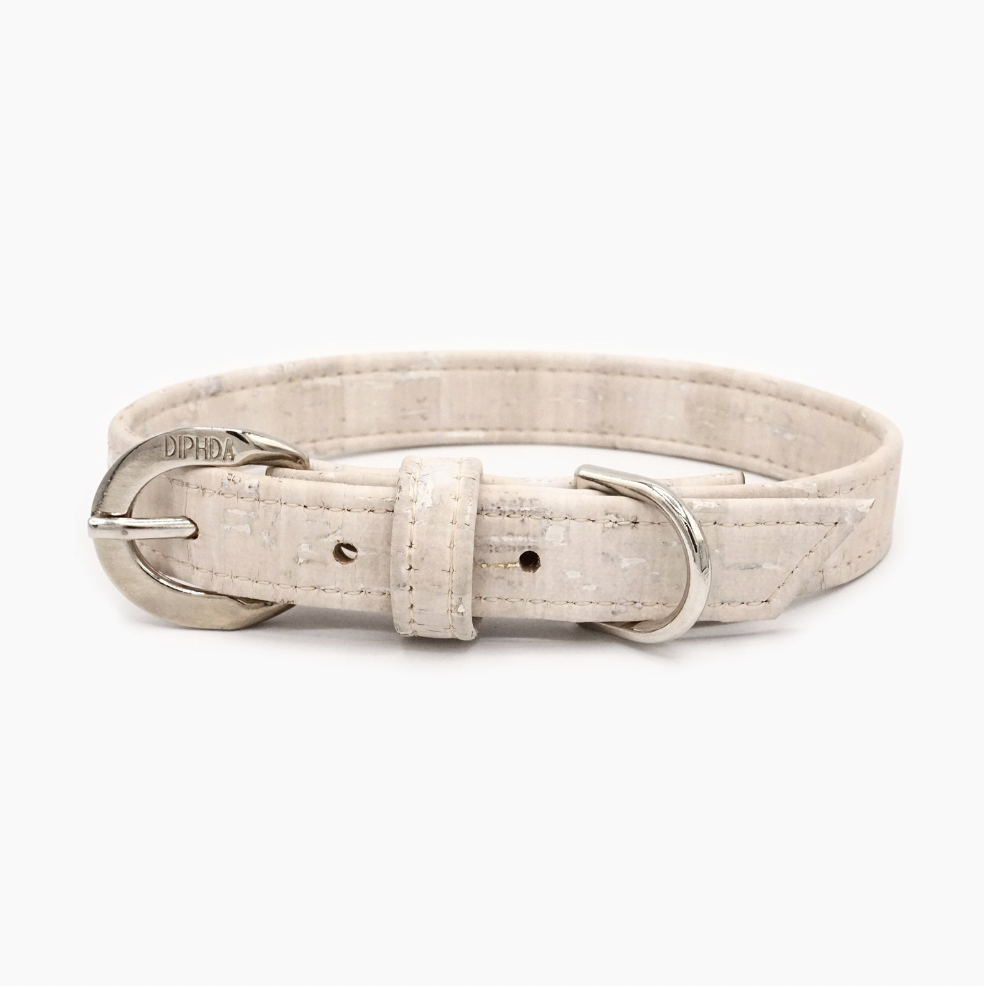 Cloud White Cork Leather Collar - Purrfect Pet Kingdom