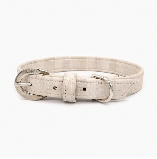 Cloud White Cork Leather Collar - Purrfect Pet Kingdom