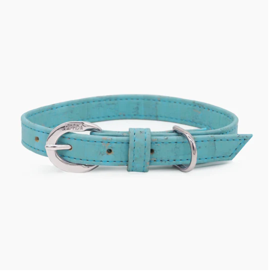 Sky Blue Cork Leather Collar - Purrfect Pet Kingdom