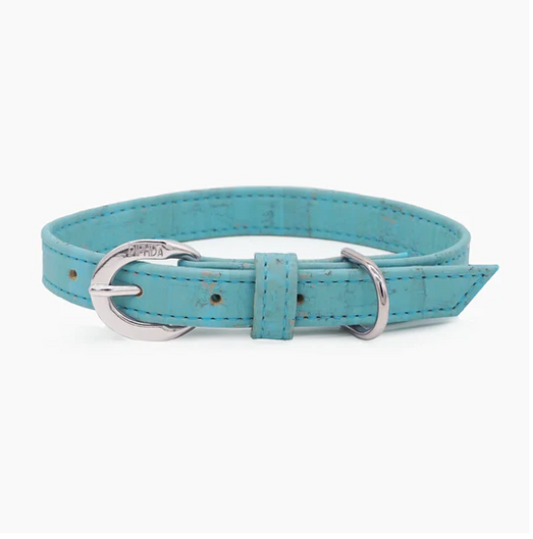 Sky Blue Cork Leather Collar - Purrfect Pet Kingdom