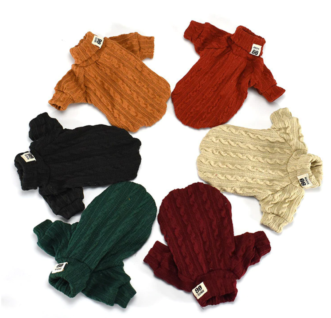 Winter Warm Knitted Turtleneck Sweater for Small Dogs or Cats - Purrfect Pet Kingdom